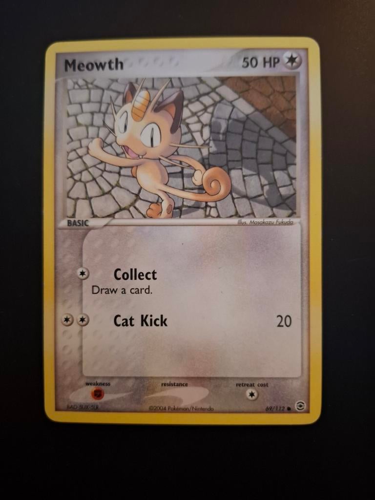 Meowth #69 Pokémon Fire Red & Leaf Green Kaart, Ophalen of Verzenden, Gebruikt, Losse kaart