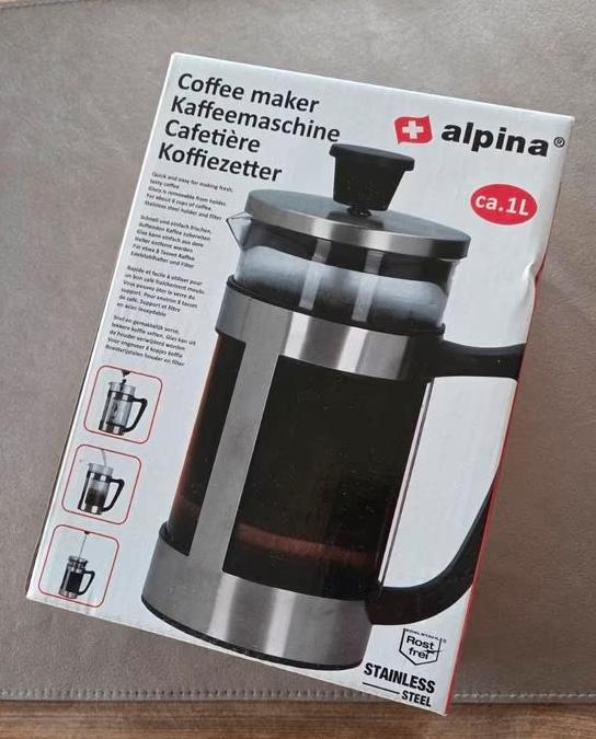 Alpina Cafetière / French Press - 1 Liter, Gemalen koffie, Ophalen of Verzenden, 4 tot 10 kopjes, Koffiemachine