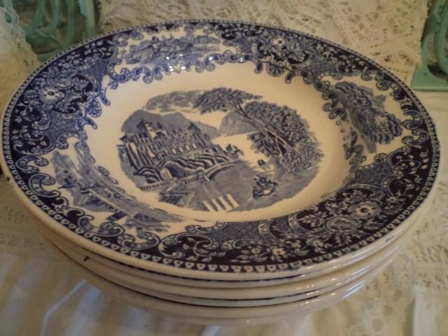 6 diepe borden P. Regout Castillo blauw, Ophalen of Verzenden