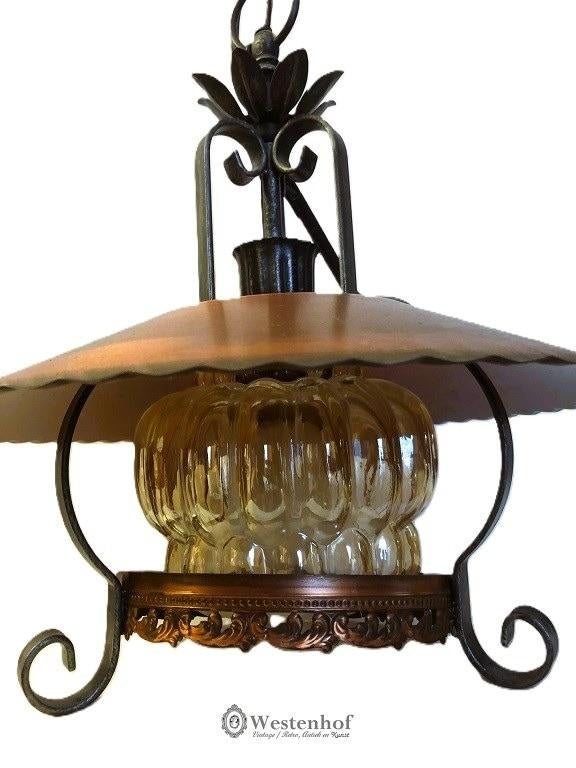 Vintage industriële hanglamp - dikke lampenkap glas