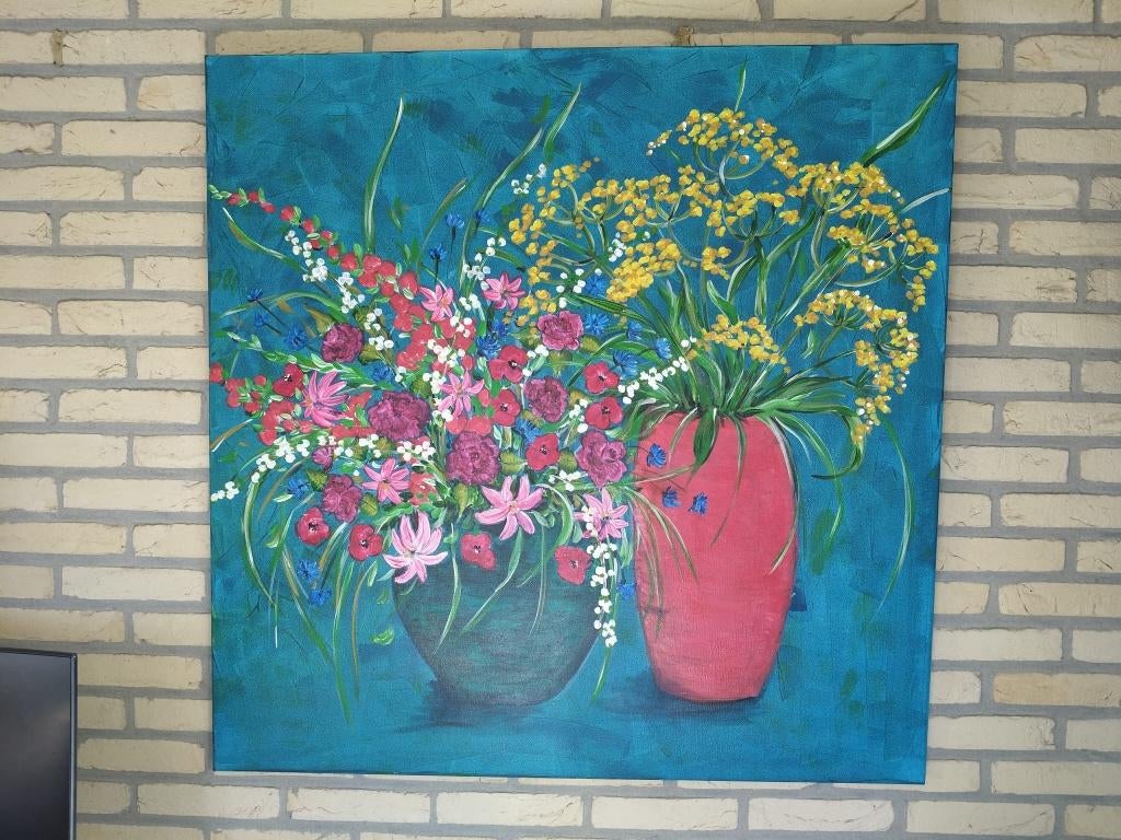 Canvas schilderij met bloemen, Ophalen