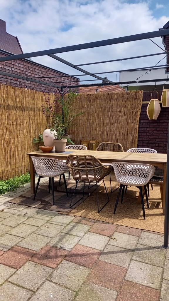 4 Coppelmans tuinstoelen kunststof taupe beige webbing ease, Ophalen, Zo goed als nieuw, Kunststof