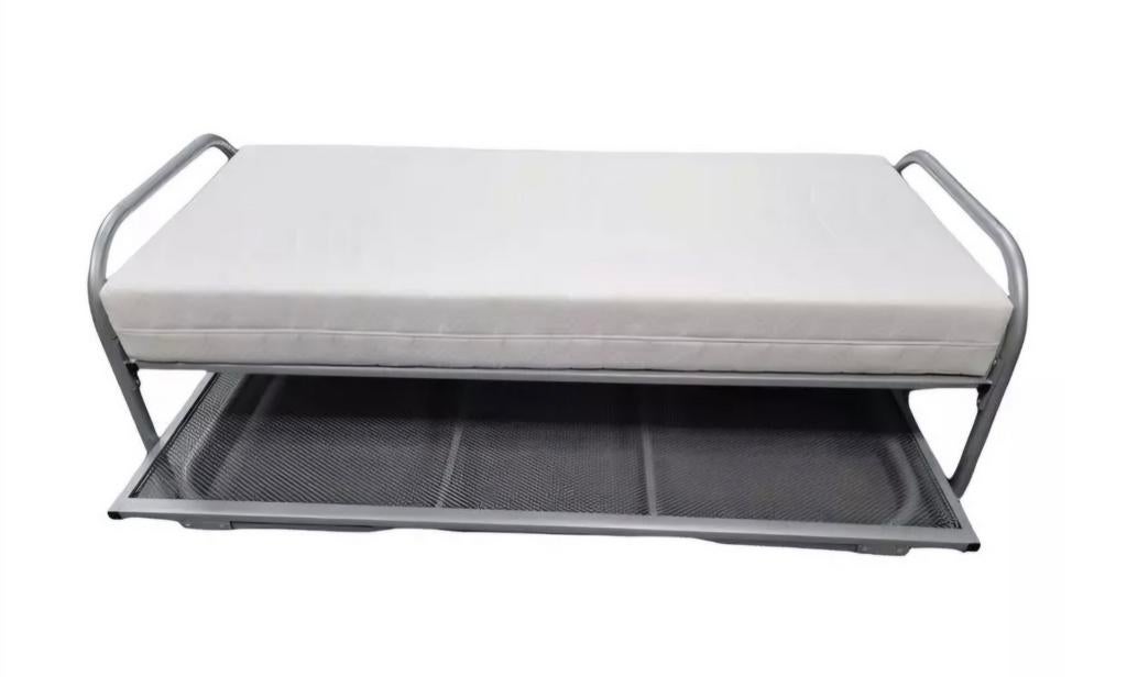 Metalen bed met onderschuifbed ,2 bedden 90x200, Ophalen, Gebruikt, Tweepersoons, Metaal