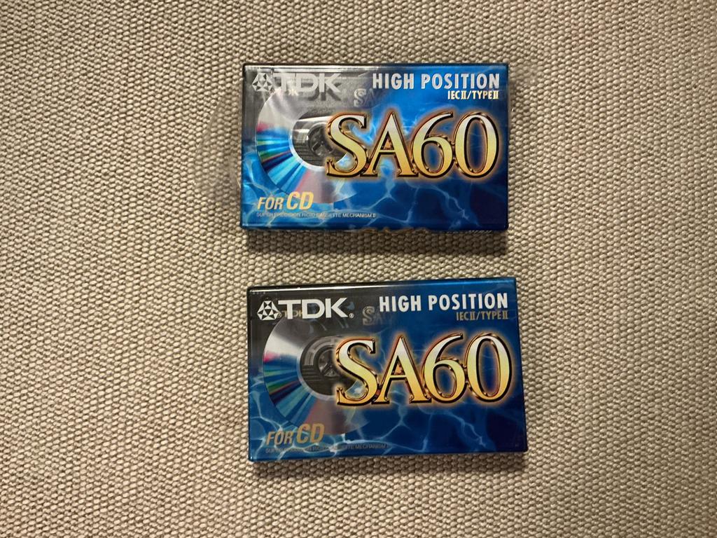 TDK SA 60 type II - 2 cassettes for CD  in verpakking NIEUW, 2 t/m 25 bandjes, Overige genres, Ophalen of Verzenden, Nieuw in verpakking