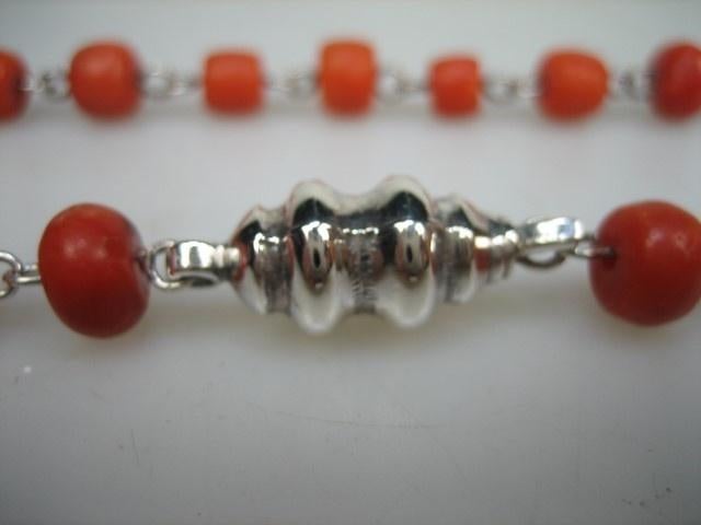 Antiek Bloedkoralen Collier op zilver geschakeld 1900, Sieraden, Tassen en Uiterlijk, Antieke sieraden, Verzenden, Zilver, Ketting