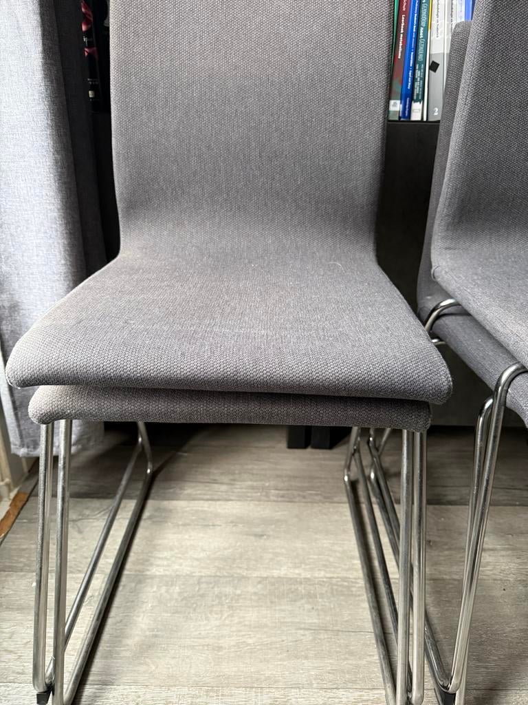 Set van 4 grijze woonkamer/eetkamerstoelen, Ophalen, Gebruikt, Vier, Stof