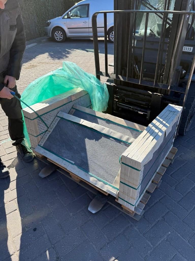 8,10m² Robusto Ceramica 45x90x3 Ultra Aspen Antracite, Ophalen, Keramiek, Nieuw, 5 tot 10 m²