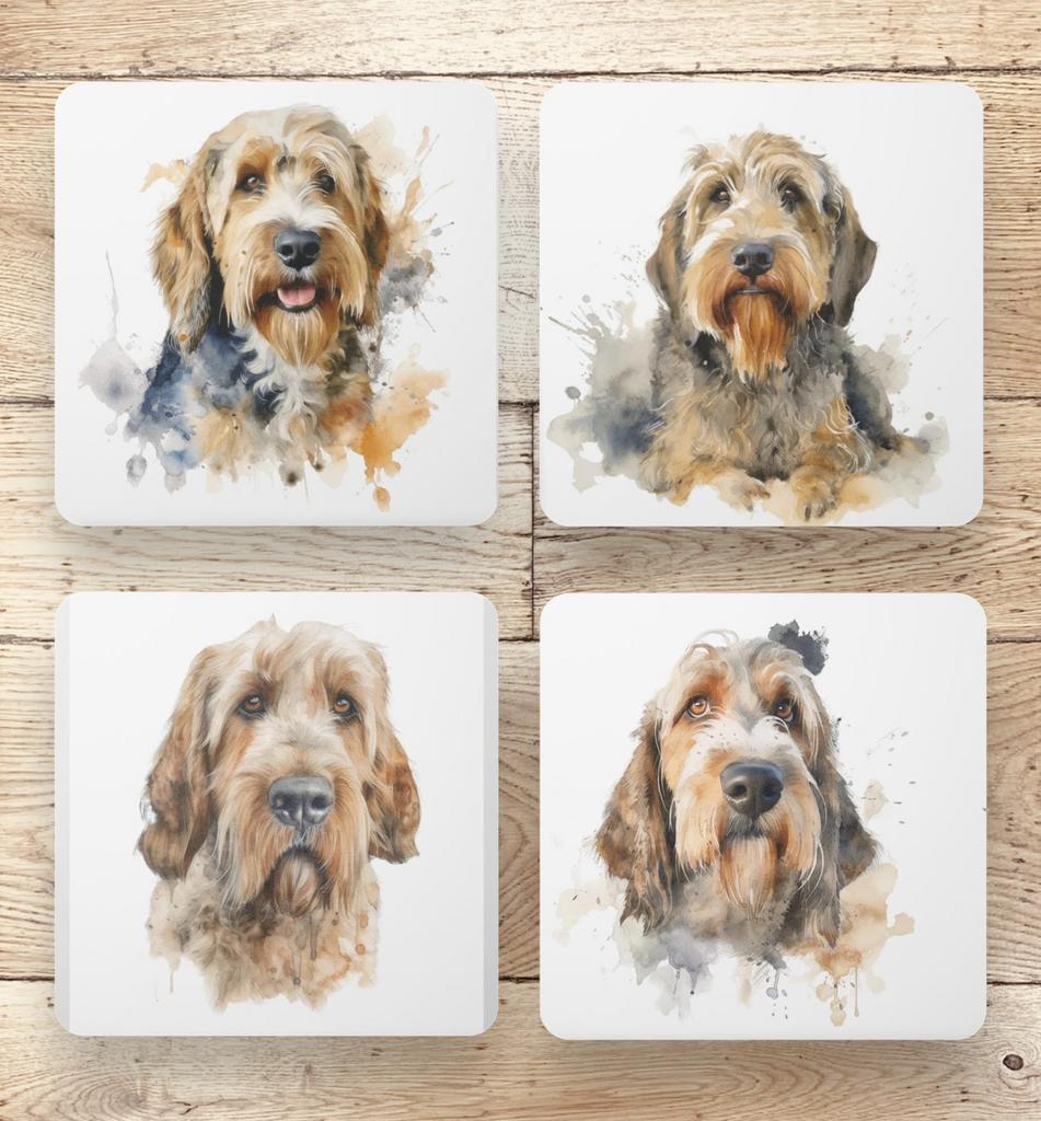 Otterhound Aquarel onderzetters met houder, Ophalen of Verzenden, Nieuw, Glas of Kopje