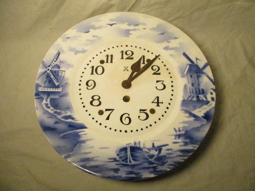 antiek wandbord klok Nederland, Ophalen of Verzenden