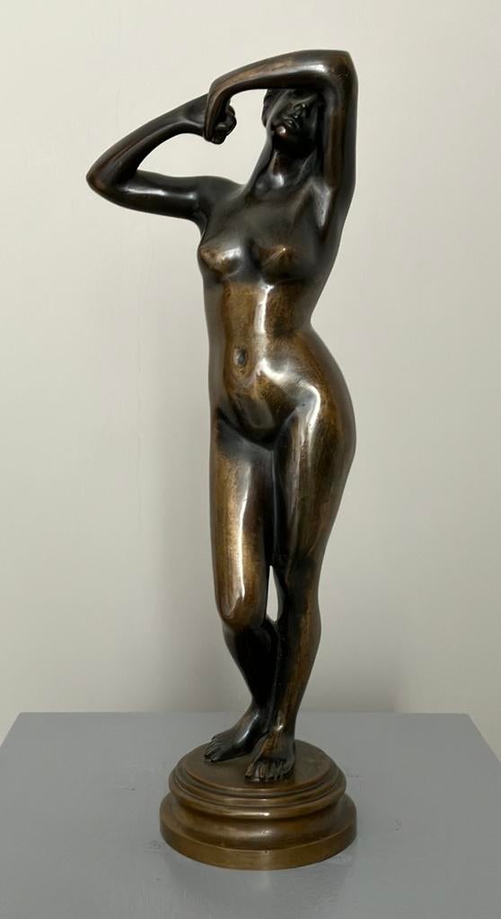 Bronzen sculptuur vrouwelijk naakt, staand, Antiek en Kunst, Ophalen of Verzenden