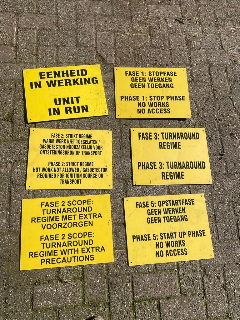 6 Industriële Veiligheidsborden diverse fases onderhoudsstop, Ophalen, Overige typen