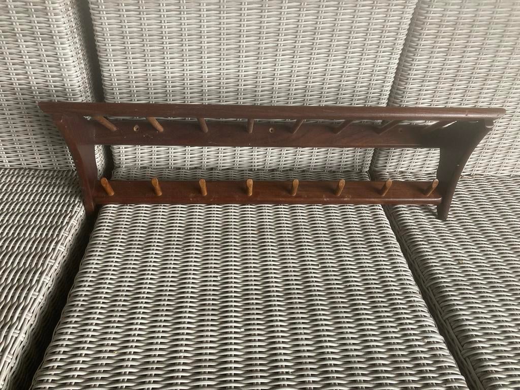 Vintage houten wandkapstok met hoedenplank, Gebruikt, Minder dan 100 cm, Hout, Ophalen