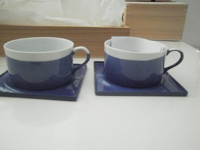 Pieter Stockmans theekoppen, La Mer, Ophalen of Verzenden, Zo goed als nieuw, Porselein, Kop en/of schotel