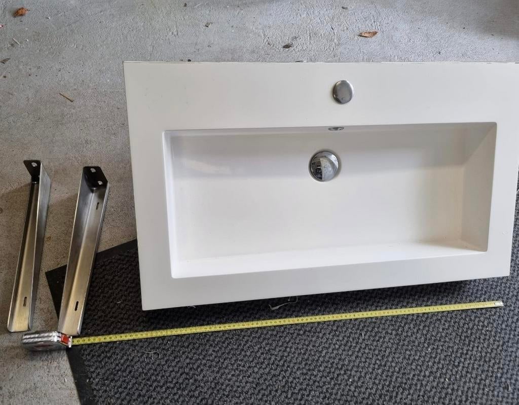 Wastafel met sifon en ophangbeugels, Doe-het-zelf en Verbouw, Sanitair, Ophalen, Wastafel