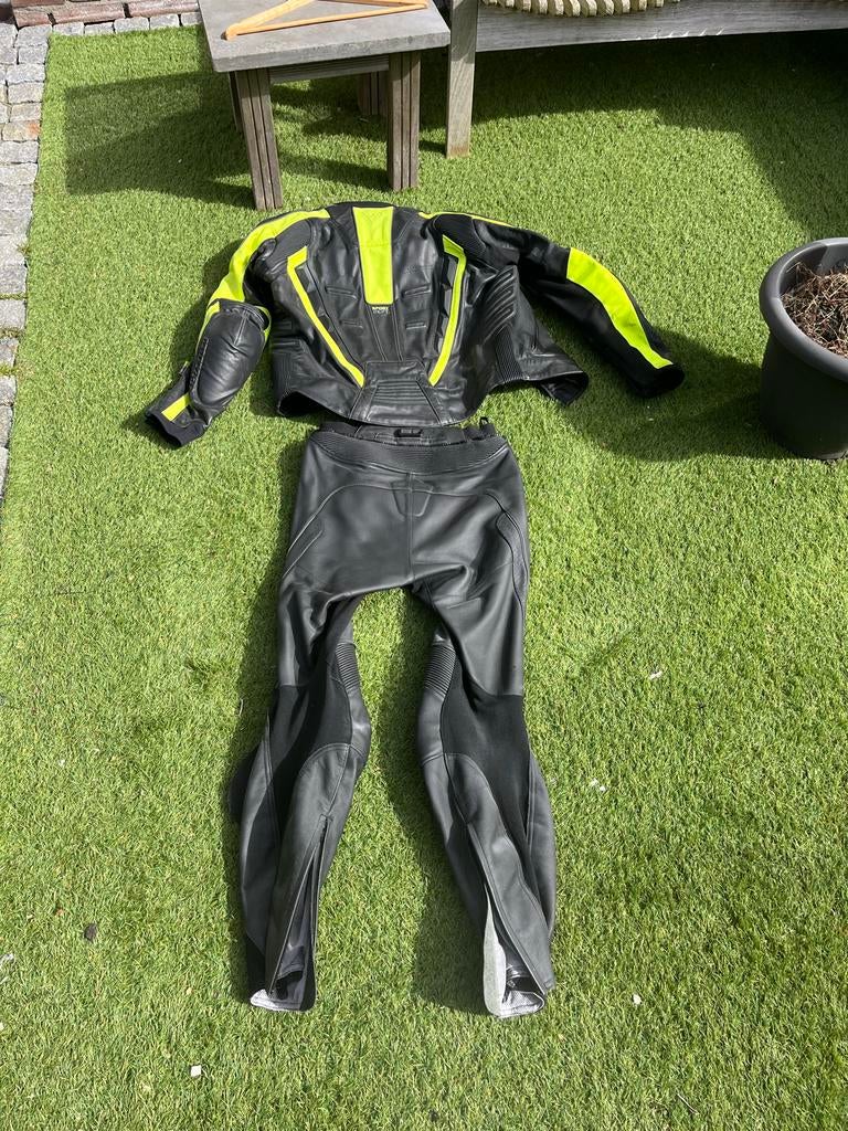Leren motorpak - Zwart/Neon Geel, Ophalen, Tweedehands, Heren, Combipak