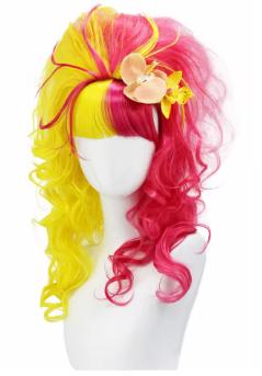 Prachtige dubbelkleurige cosplay pruik met bloem synthetisch, Ophalen of Verzenden, Nieuw