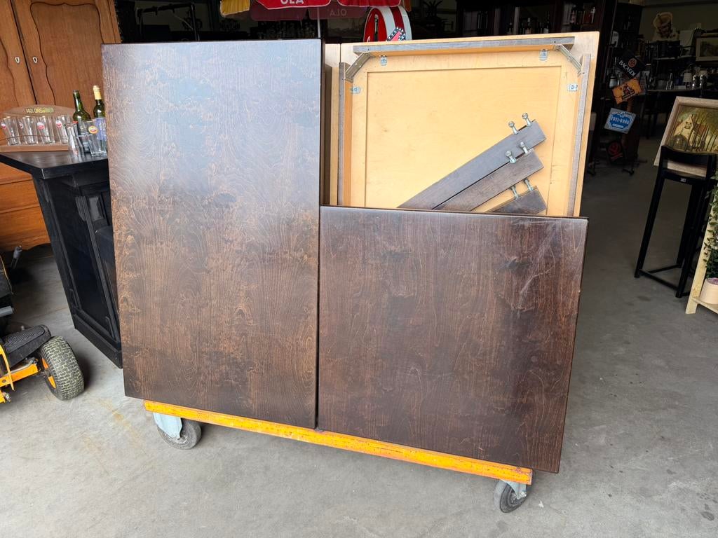 Eettafels 130x80 en 80x80 bruin hout bar kroeg cafe tafels, Gebruikt, Cafe bar kroeg cafe mancave toog kantine retro vintage, Rechthoekig