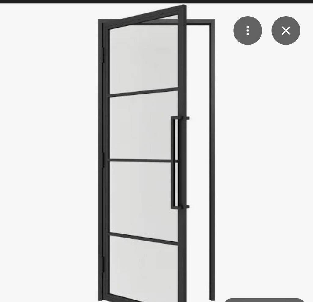 Echte stalen binnendeur met glas – 4 vakken – zwart – zwaar, Doe-het-zelf en Verbouw, Ophalen, Gebruikt, 80 tot 100 cm, 215 cm of meer