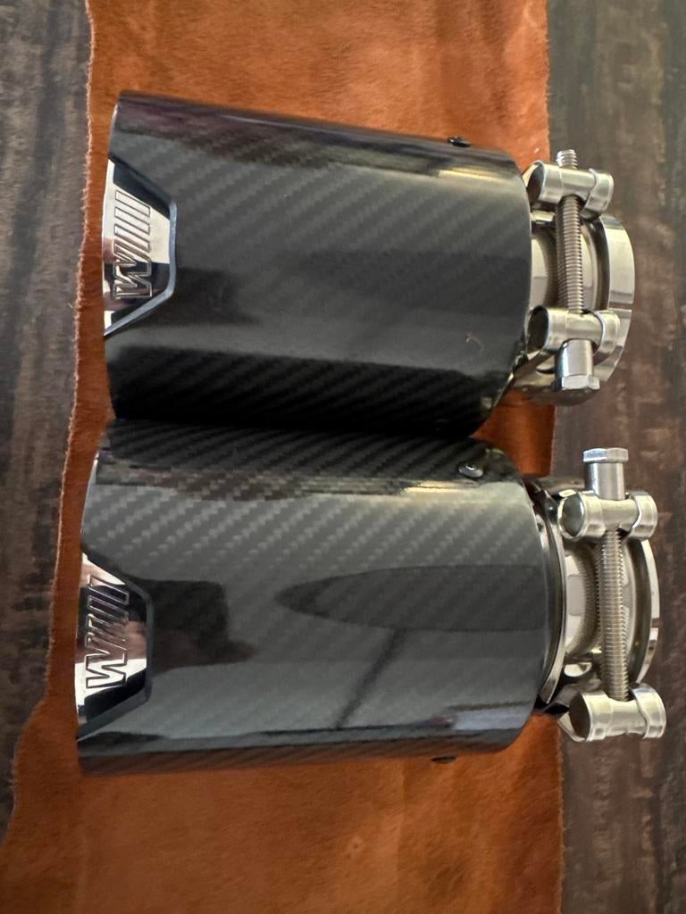 BMW M-Performance uitlaat tips carbon 7cm diameter M logo, Ophalen of Verzenden, Gebruikt, BMW