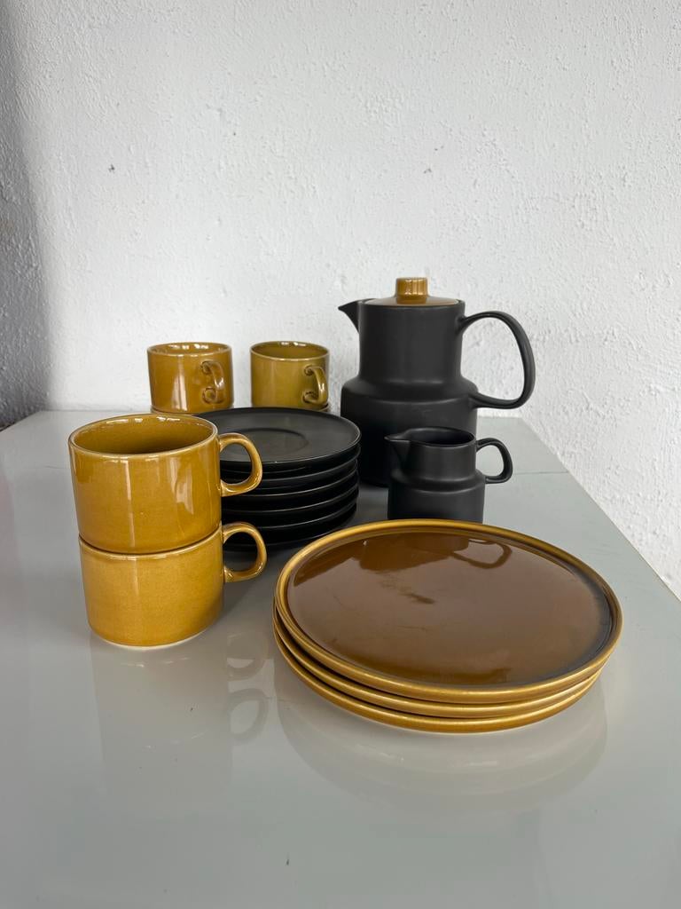 Melitta vintage servies, geel en zwart, Huis en Inrichting, Ophalen, Gebruikt, Melitta, Keramiek