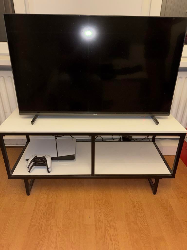 Tv meubel wit met zwart 110 cm breed, Ophalen, 100 tot 150 cm, Zo goed als nieuw, Minder dan 100 cm