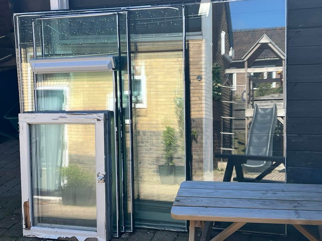 Gratis ophalen: Diverse ramen en glasplaten, Doe-het-zelf en Verbouw, Glas en Ramen, Gevelraam of Ruit, Gebruikt, 80 tot 120 cm