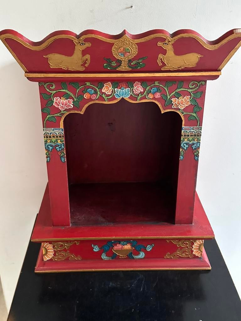 Aziatisch of oosters houtsnijwerk boeddha kastje met glas, Ophalen of Verzenden