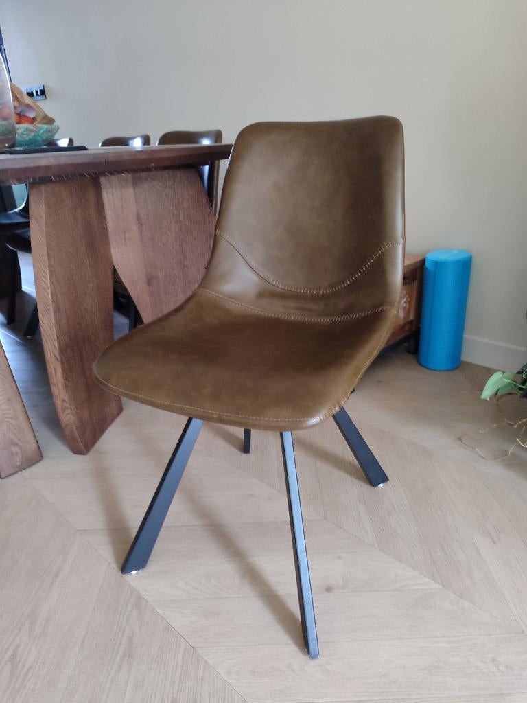Eetkamerstoelen Goossens, Huis en Inrichting, Stoelen, Ophalen, Overige kleuren, Leer, Zo goed als nieuw