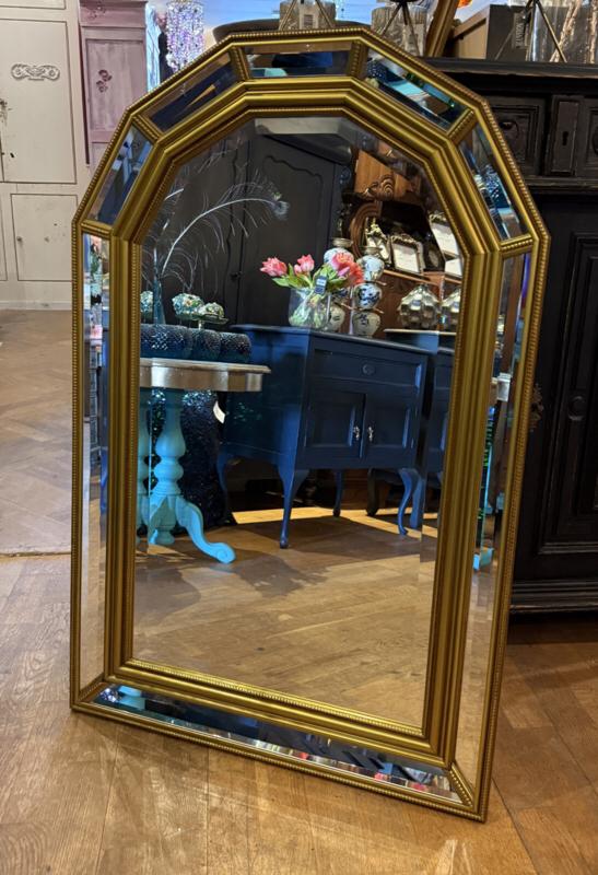 Hollywood Regency spiegel, wandspiegel facet geslepen VdlM, Huis en Inrichting, Woonaccessoires | Spiegels, Ophalen, 100 tot 150 cm