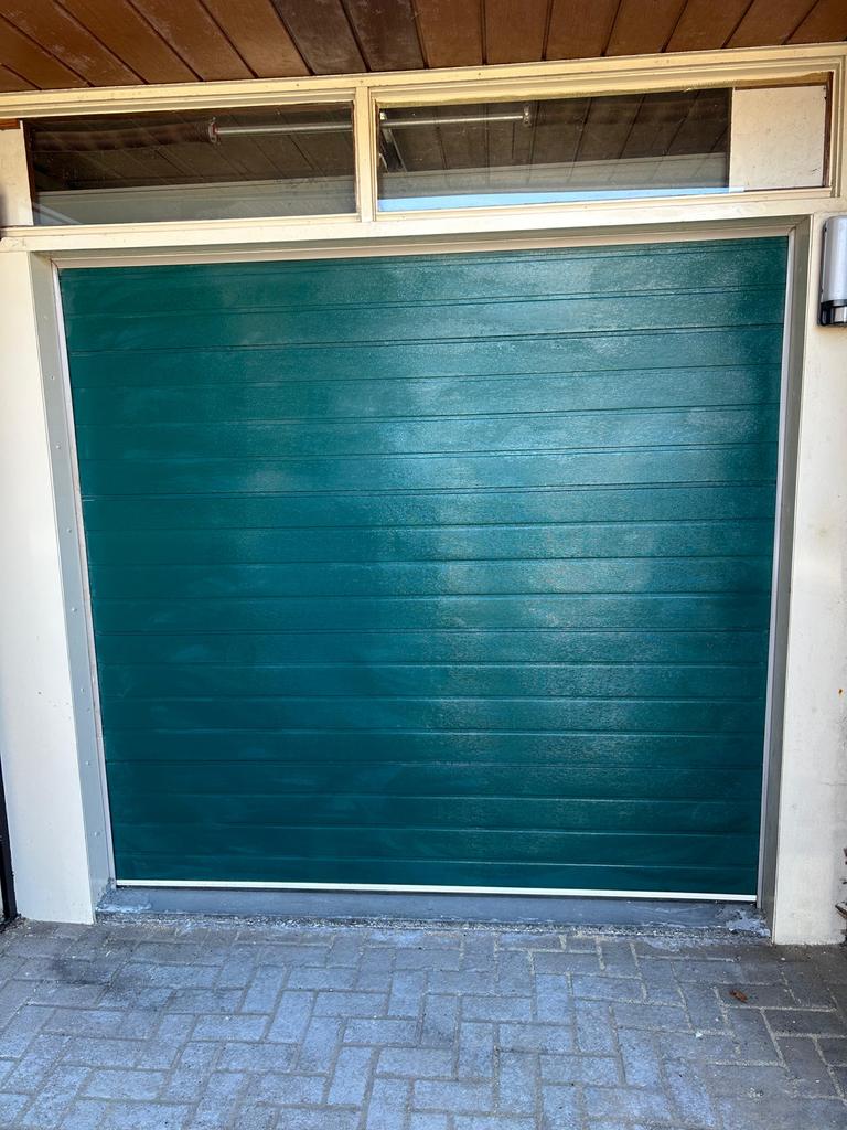 Elektrische overhead garagedeur - Groen, compleet, Ophalen, Gebruikt, Garagedeur, Metaal