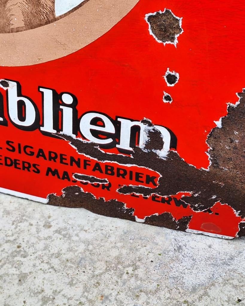 Antiek emaille bord, Johan van Oldenbarnevelt sigaren., Reclamebord, Gebruikt, ., Ophalen of Verzenden