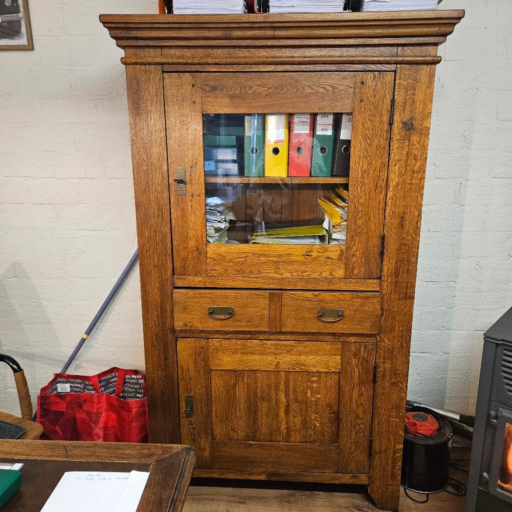kast antiek, Huis en Inrichting, Kasten | Kledingkasten, Ophalen, Gebruikt, Aniek. Strak model., 150 tot 200 cm