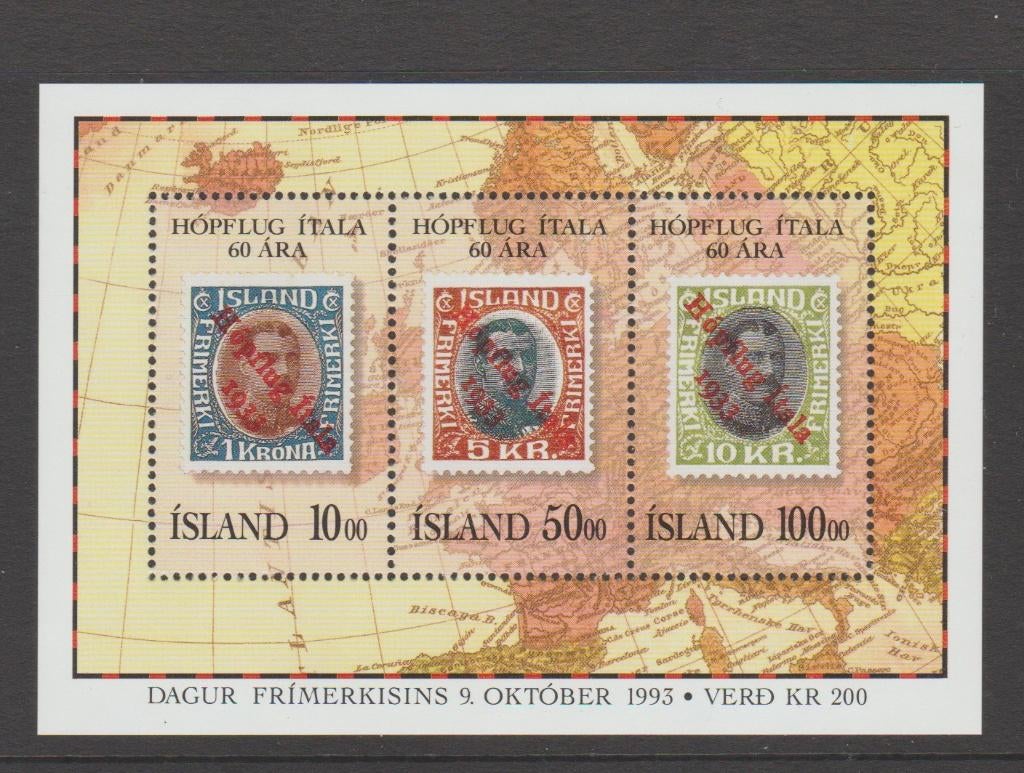 IJsland blok Dag van de Postzegel (1993)., Verzenden, IJsland, Postfris