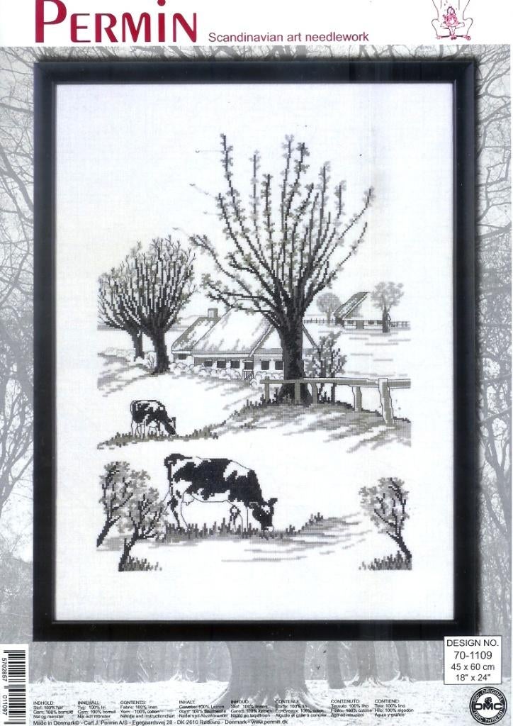 Cado permin groot borduurpakket weiland met koeien  1109, Ophalen of Verzenden, Nieuw, Handborduren, Borduurpakket