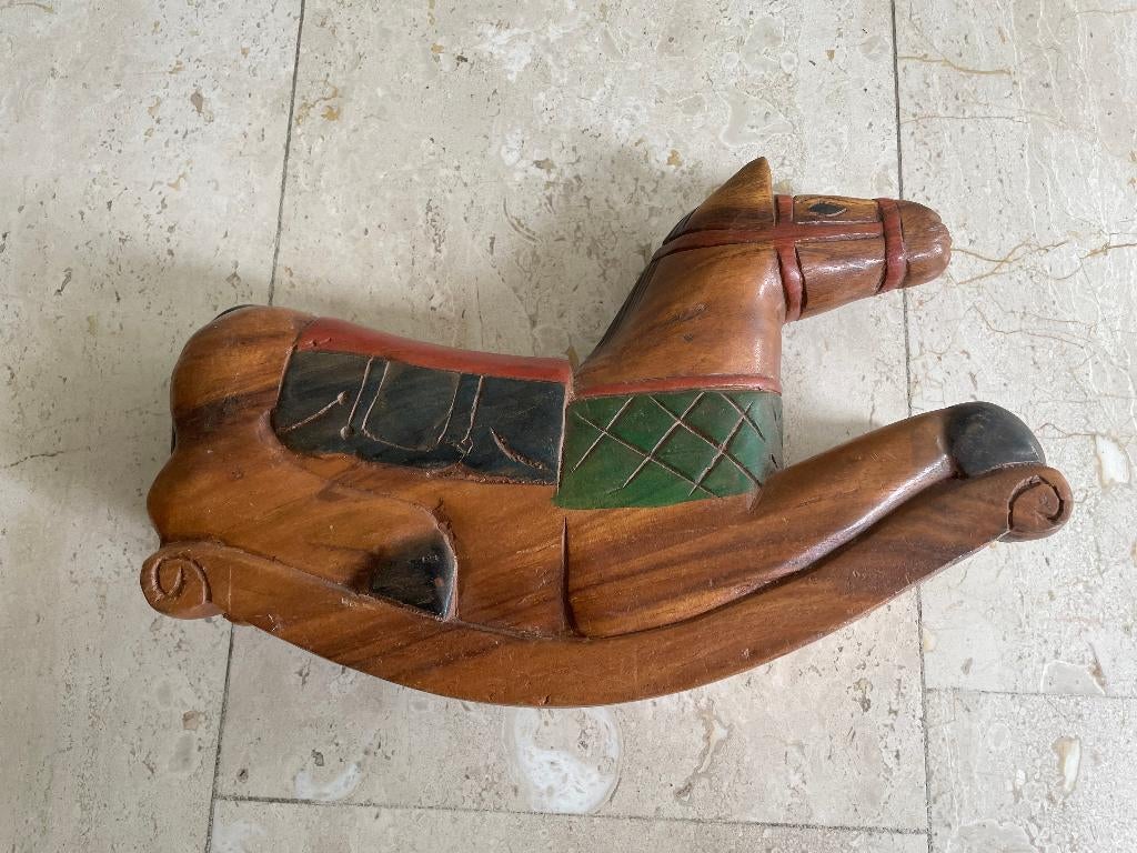 Grappig en decoratief (klein) houten hobbelpaard, Huis en Inrichting, Woonaccessoires | Overige, Verzenden, Zo goed als nieuw