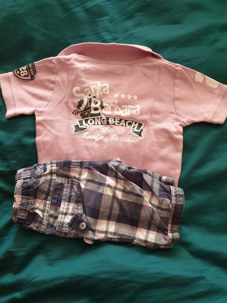 Leuke set kortebroek kort broekje en polo 68 74 80, Ophalen of Verzenden, Zo goed als nieuw, Jongetje