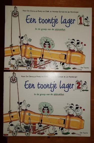 lesboeken altblokfluit-Toontje lager deel 1+ 2-alt blokfluit, Gebruikt, Klassiek, Les of Cursus, Overige instrumenten