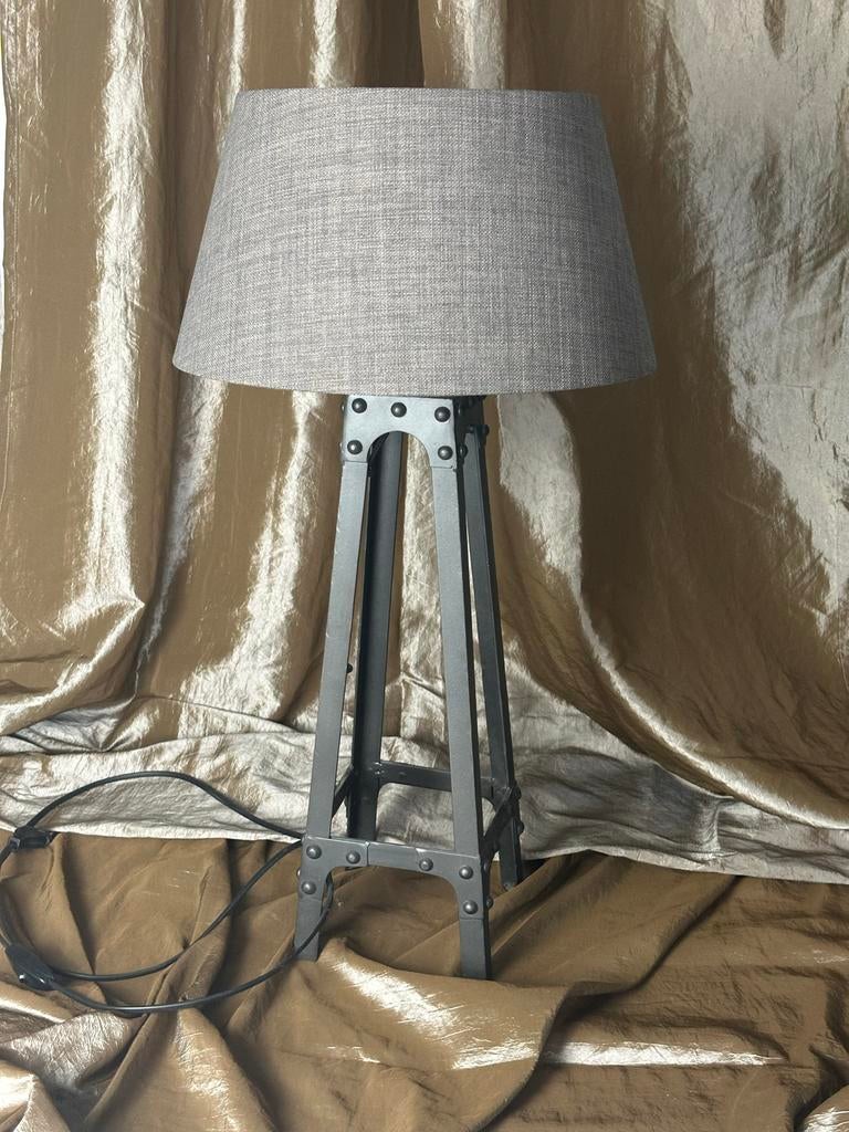 Industriële lampenvoet met stoffen kap - H68 cm, Ophalen, Gebruikt, 50 tot 75 cm, Nvt