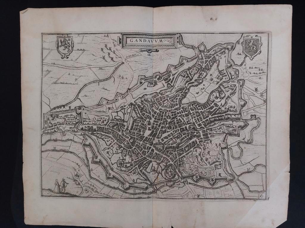11 / Plattegrond van Gent - Gandauum Gravure uit 1613, Ophalen of Verzenden