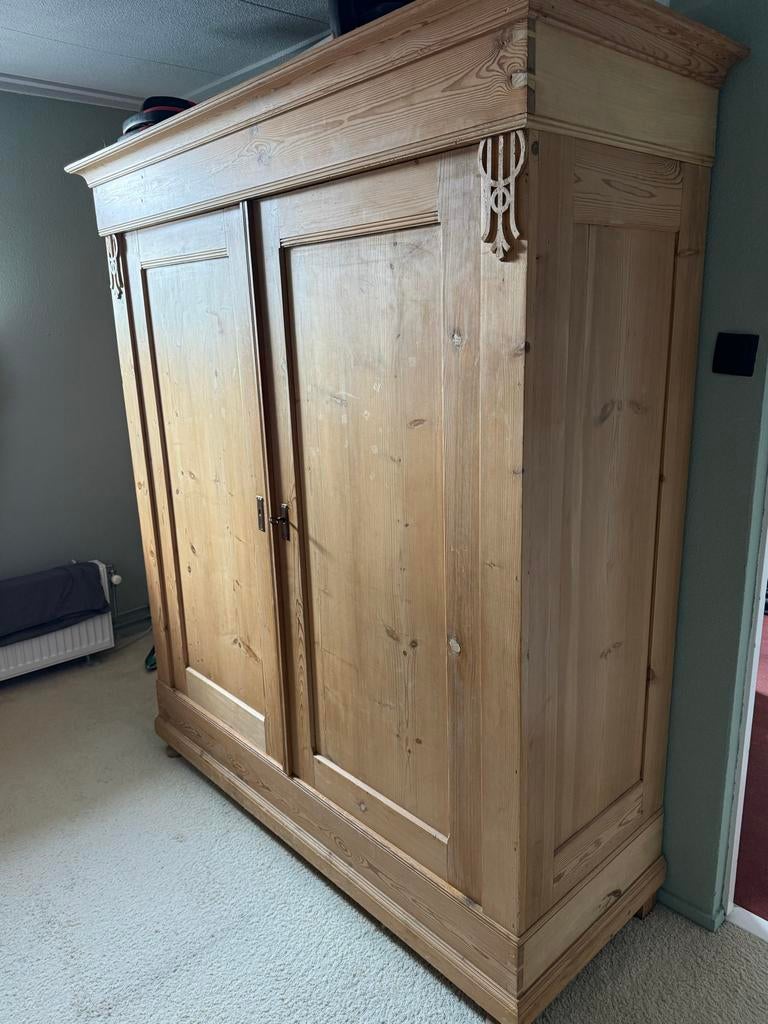 Antieke grenen meidenkast - Ruime opbergkast, Ophalen, Gebruikt, 100 tot 150 cm, 150 tot 200 cm