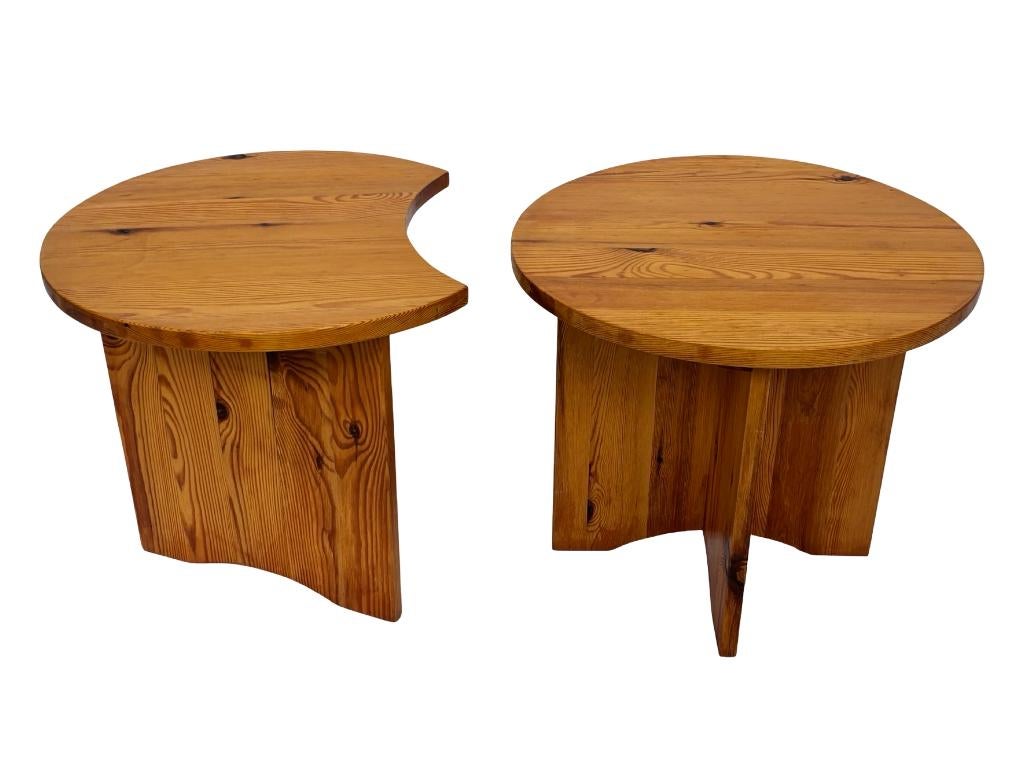 Vintage bijzettafeltjes Pinewood Grenen set jaren 70 design, Minder dan 55 cm, Gebruikt, Vintage, Vintage