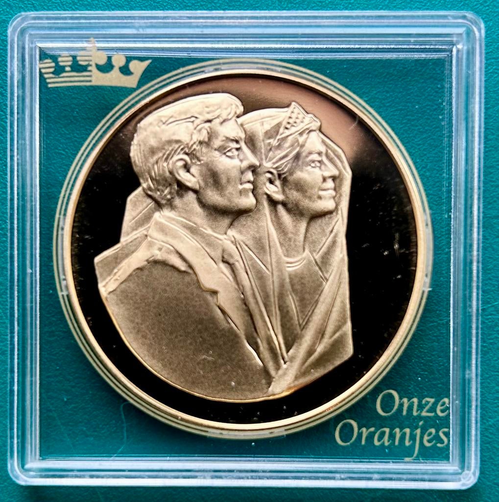 11 munten Koningshuis Nederland brons verguld, Postzegels en Munten, Munten | Nederland, Ophalen of Verzenden, Koningin Beatrix