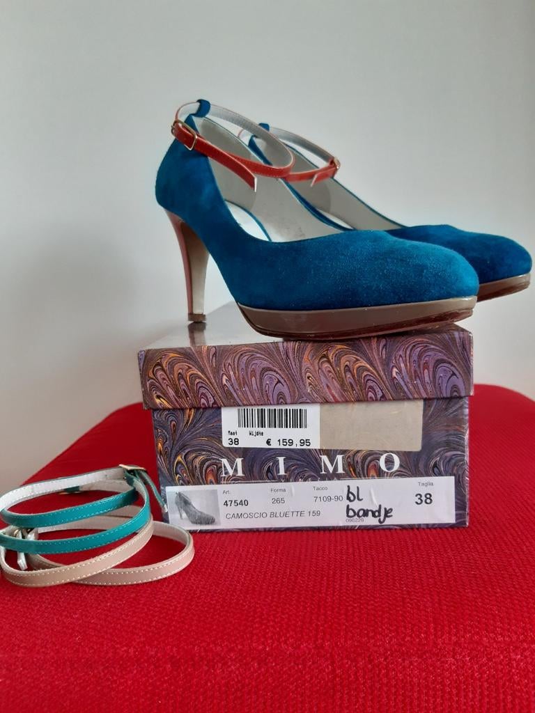 MIMO Suède Pumps met Verwisselbare Bandjes Maat 38, Kleding | Dames, Schoenen, MIMO, Pumps, Blauw, Ophalen of Verzenden