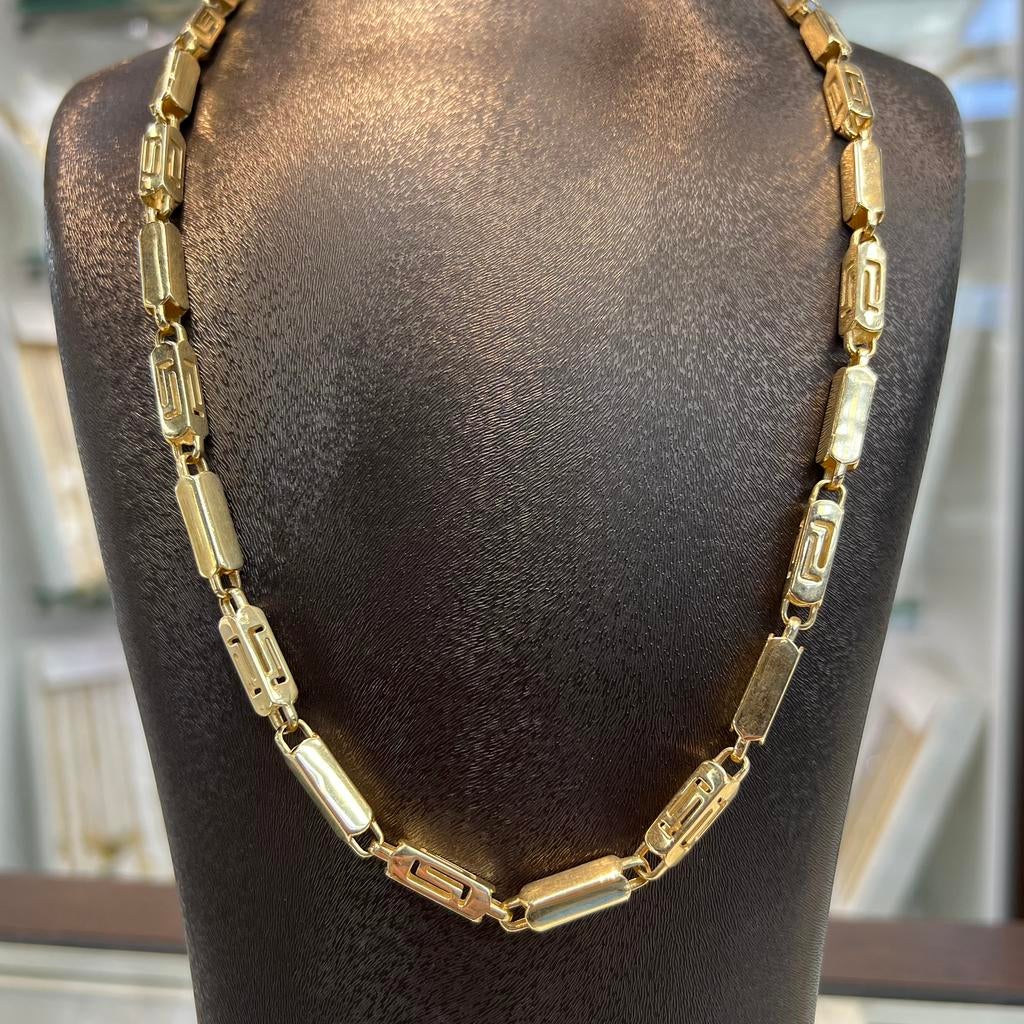 14 karaat gouden ketting monte carlo schakel versace, Sieraden, Tassen en Uiterlijk, Kettingen, Ophalen of Verzenden, Nieuw, Goud