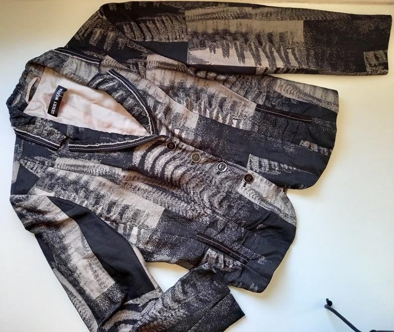 GERRY WEBER mooie taupe zwarte blazer / jasje, maat 42-44, Kleding | Dames, Jasjes, Kostuums en Pakken, Verzenden, Zwart, Maat 42/44 (L)