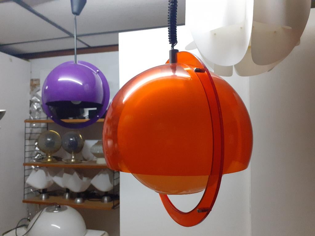 Guzzini hanglamp jaren 70 space age vintage design retro, Guzzini, Kunststof, Gebruikt, ?