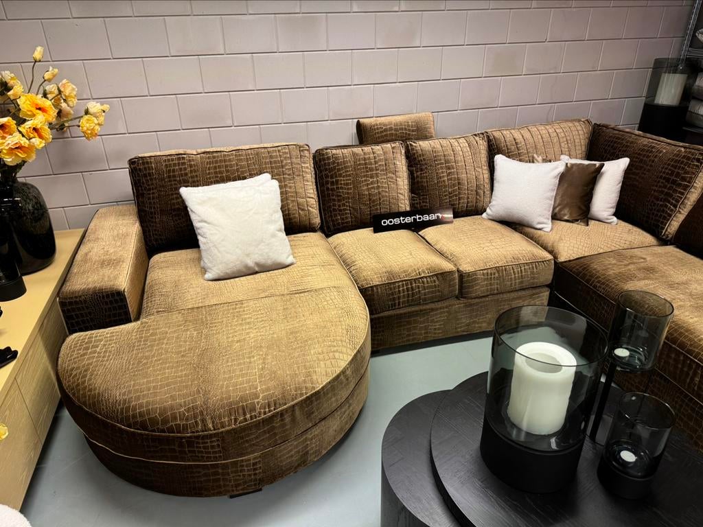 Luxe Velvet Croco U-Bank Mila 170x350x250cm NIEUW - Uniek, Info@oosterbaanwonen.nl, Venus 31 8448CE Heerenveen, Hoekbank, Ophalen of Verzenden