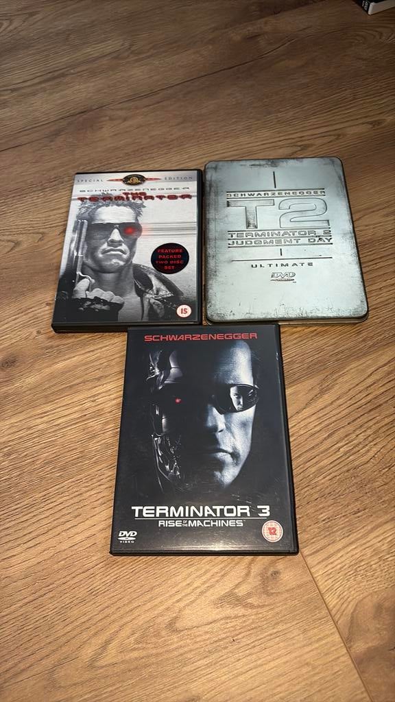 Terminator 1, 2 en 3. Arnold Schwarzenegger. James Cameron., Vanaf 16 jaar, Ophalen of Verzenden, Zo goed als nieuw