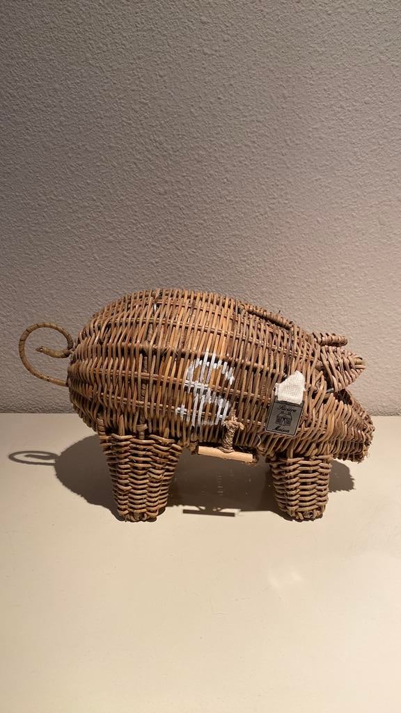 Rustic rattan piggy money safer riviera maison, Ophalen of Verzenden, Zo goed als nieuw