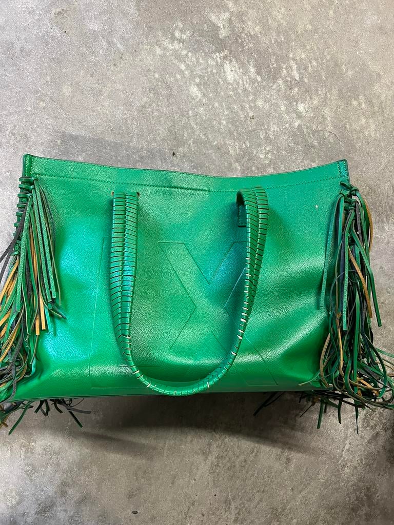 Alix the label bag met franjes groen, Overige merken, Ophalen of Verzenden, Zo goed als nieuw, Leer